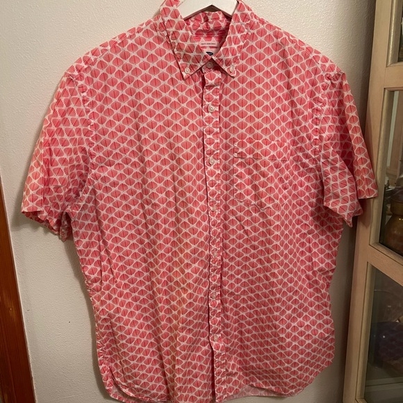 Old navy men’s seashell print short sleeve button down shirt size XL slim cut - Picture 8 of 8